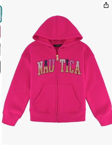 Nautica Girls' Long Sleeve Fleece Hoodie, 16T /