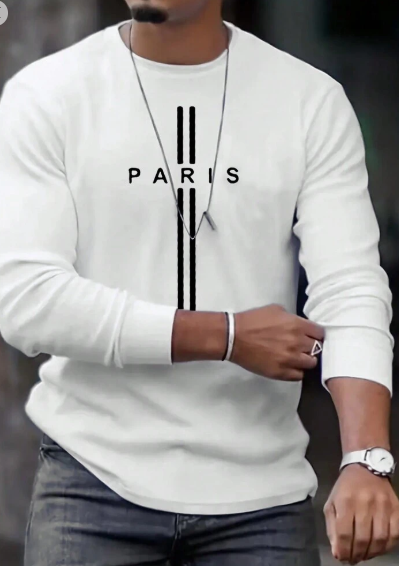 Shein Men's Striped Letter Printed Round Neck T-Shirt, XL >
