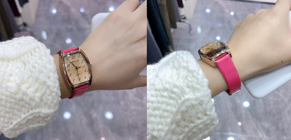 Shein Classic Square Dial Watch With Hot Pink Strap +