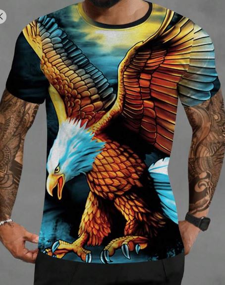 Shein LEGND Men 3D Eagle Print Tee, S /