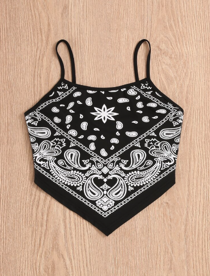 Shein Breezaya Paisley Print Hanky Hem Cami Top, XL +