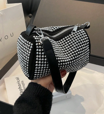 Shein Shiny Rhinestone Decor Fashion Chain Shoulder Handbag >