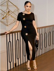 Shein Women's Elegant Office Graduation Bodycon Slit Dress, L -.