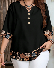 Shein Plus Size Casual Floral Print Textured Shirt -.