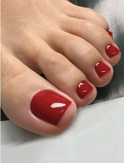 Shein 24 PCS - Red Toenails Fake Toe Nails +