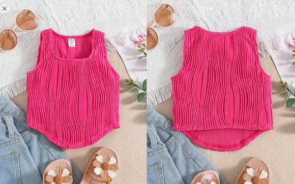 Shein Young Girl Square Neck Curved Hem Tank Top +