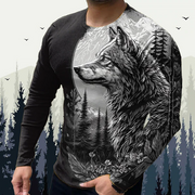 Shein Men's Animal Wolf Graphic Prints T-shirt, M >