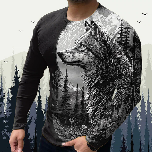 Shein Men's Animal Wolf Graphic Prints T-shirt, M +