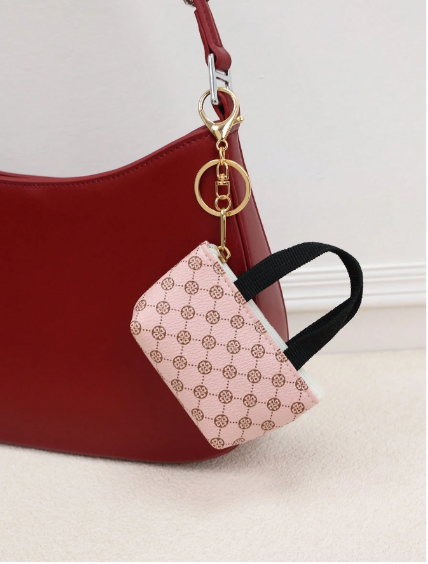 Shein Mini Geometric Print Handbag Keychain >