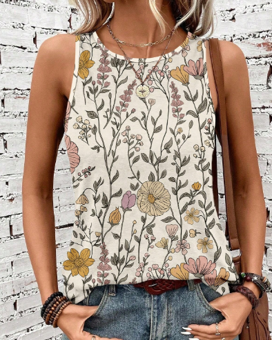 Shein Floral Print Women Sleeveless Top, M +
