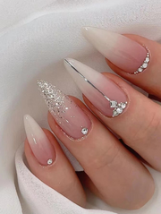 Shein 24pcs/Set Ins Style Fresh Painted Almond Shape Full Coverage False Nails >