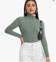 Shein Rolled Neck Form Fitted Tee, XL +