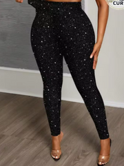 Shein Plus Size Polka Dot Glitter Print Leggings, 0XL -.