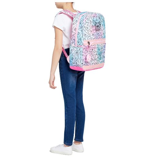 Wonder Nation Girls 17" Laptop Backpack Dog's Life Rosy Petal Tie Dye +
