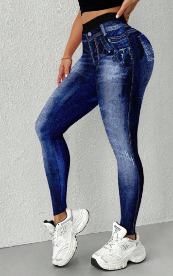 Shein Women's Denim Printed Leggings>