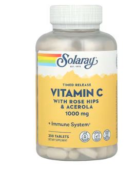 Solaray, Timed Release Vitamin C with Rose Hips & Acerola, 1,000 mg /