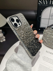 Diamond Sequins,Rhinestone 1pc Black & Gradient Rhinestone Bumper Shockproof Phone Case>