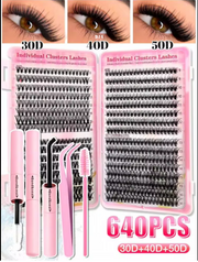 Shein 640-Piece Eyelash Extension Set (D Curl, 9–16mm Mixed 30D–50D Individual Clusters), Code: 304050D>