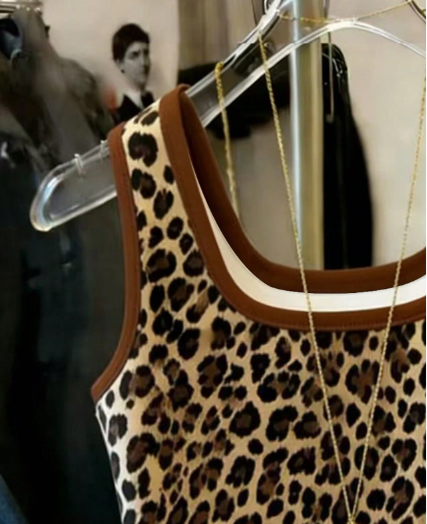 Shein Contrast Color Regular Fit Women's Leopard Print Camisole>
