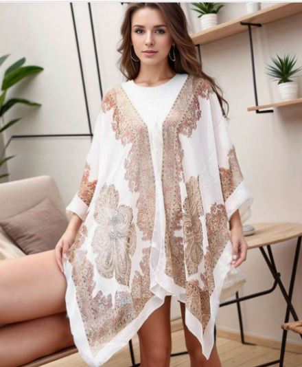 Shein One Piece Paisley Pattern Paisley Flower Printed Sunscreen Shawl >
