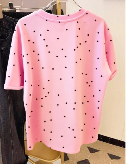 Shein Women's Regular Polka Dot Print Short Sleeve Round Neck T-Shirt >