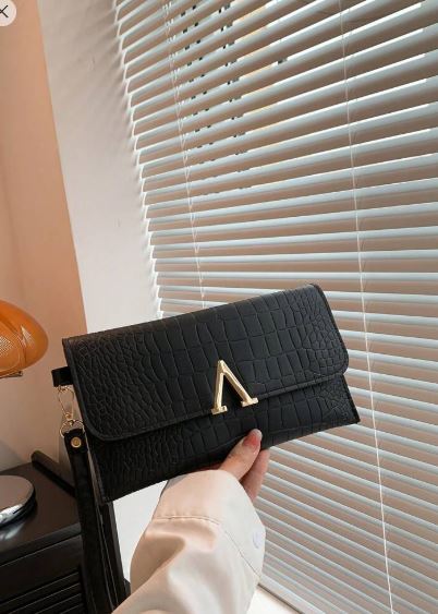 Shein Wrist Bag, Fashion Pu Clutch Purse, Women's Solid Color Handbag +