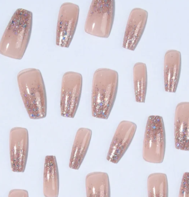 Shein Glossy Glittery Fake Nails For Women>
