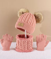 Shein Toddler Girls Pom Pom Decor Beanie & Infinity Scarf & Gloves +
