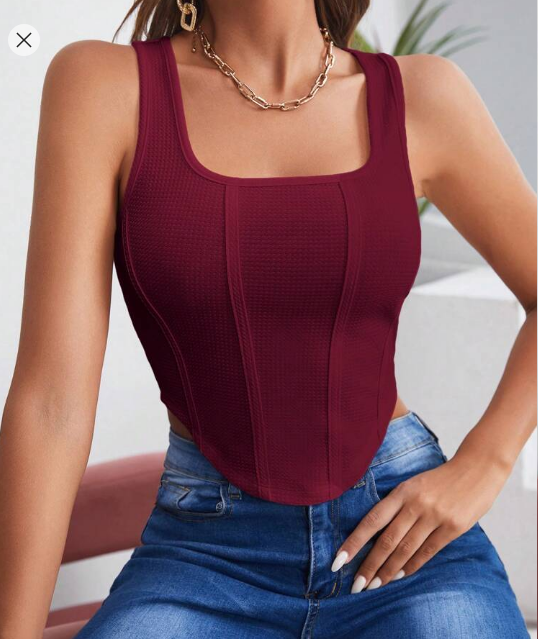 Shein Ladies' Solid Color Asymmetrical Hem Tank Top, L +