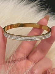 Shein Women's Stainless Steel 18K Gold Plated Bracelet Set>