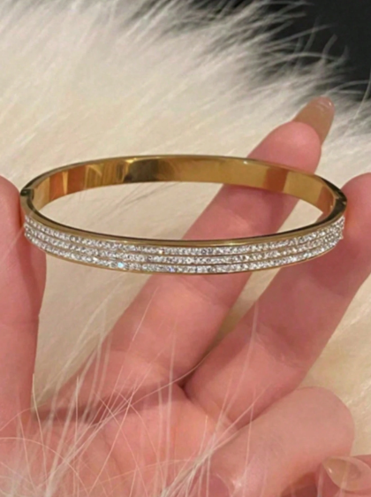 Shein Women's Stainless Steel 18K Gold Plated Bracelet Set>