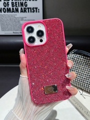 Sparkling Glitter Alloy Luxury Pink Fashion Phone Case Glitter Y2k Luxurious Rhinestone Edge>