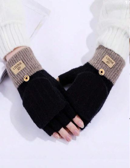 Shein 1pair Women's Fashion Warm Winter Fingerless Gloves /