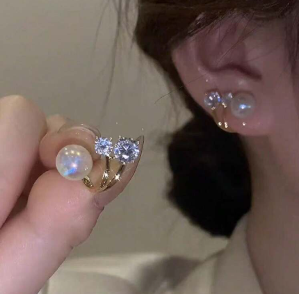 Shein 1pair Fashionable European & American Style Faux Pearl Earrings +