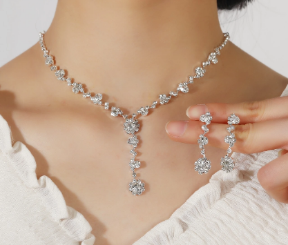 Shein 3pcs/set Rhinestone Decor Jewelry Set +