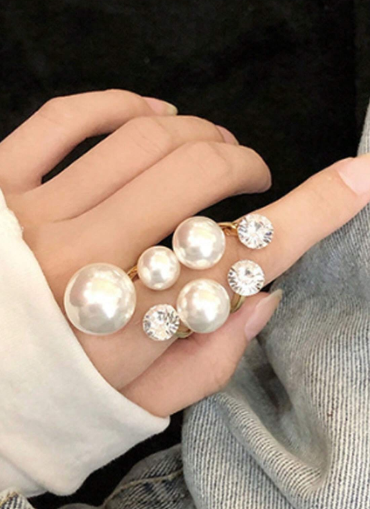 Shein 1 Pc Opening Adjustable Faux Pearl Ring +