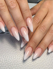 Shein 24pcs Water Drop Shaped False Nails In White Ombre Gradient +