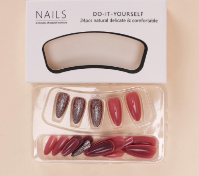 Shein Christmas False Nails Almond Nail Tips Fashion Press On Nails +