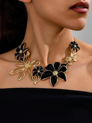 Shein 1pc Metal Hollow Flower Oil Drop Necklace >