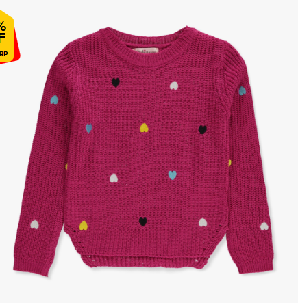 Pink Angel Girls' Rainbow Hearts Sweater, 14T -.