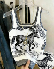 Shein Women's Horse Print Casual Versatile Daily Wear Top >