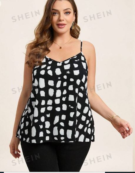 Shein Plus Size Women's Printed Camisole Tank Top, XXL */