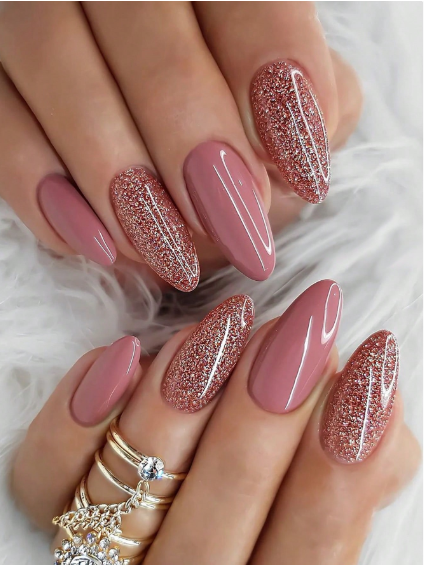 Shein Press On Nails Game With 24Pcs Short Waterdrop Shaped-.