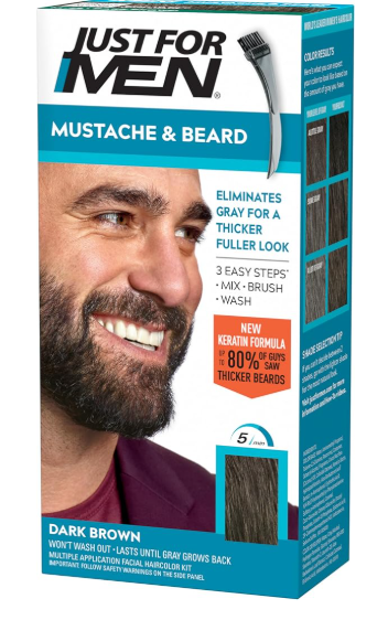 Just For Men Mustache & Beard, Beard Dye for Men - Dark Brown, M-45, Pack of 1 +