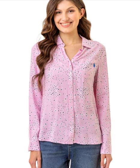 U.S. Polo Long Sleeve Printed Woven Shirt, S /