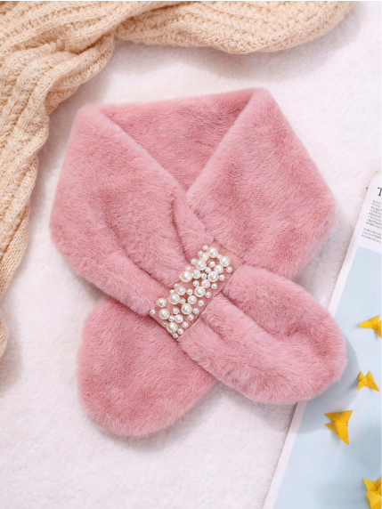 Shein Winter Plush Scarf For Girl, Thick And Warm -.