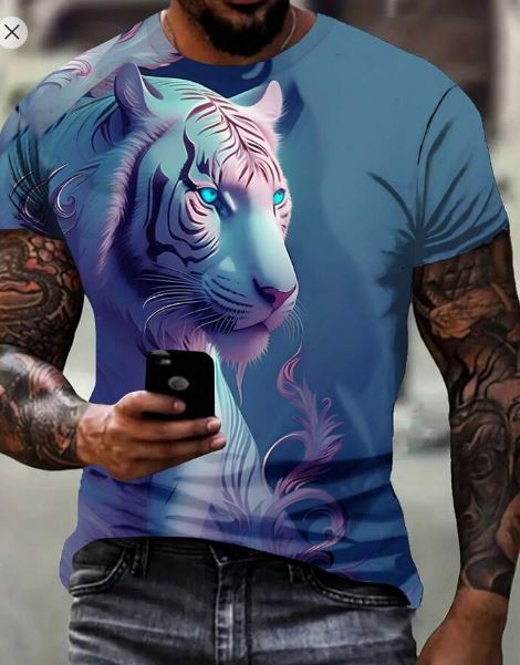 Shein LEGND Men's Tiger Printed T-Shirt, M +