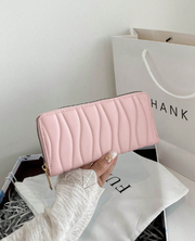 Shein Embossed Detail Minimalist Pink Slim Long Wallet -.
