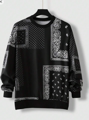 Shein Men Paisley Scarf Print Drop Shoulder Sweatshirt, XL -.