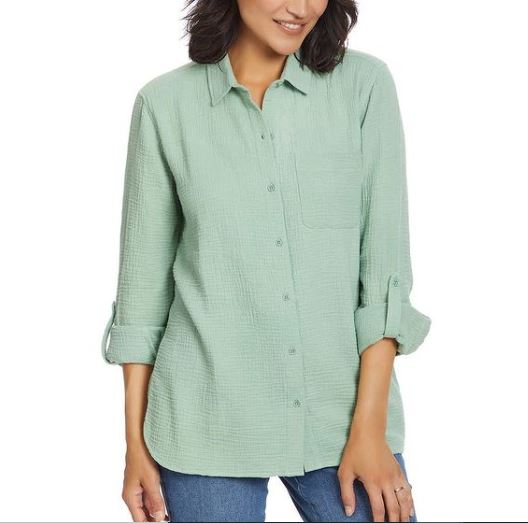 Anne Klein Women Long Sleeve Cotton Lightweight Shirt, XL */